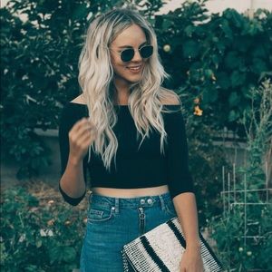 12th Tribe Simple Black Crop Top